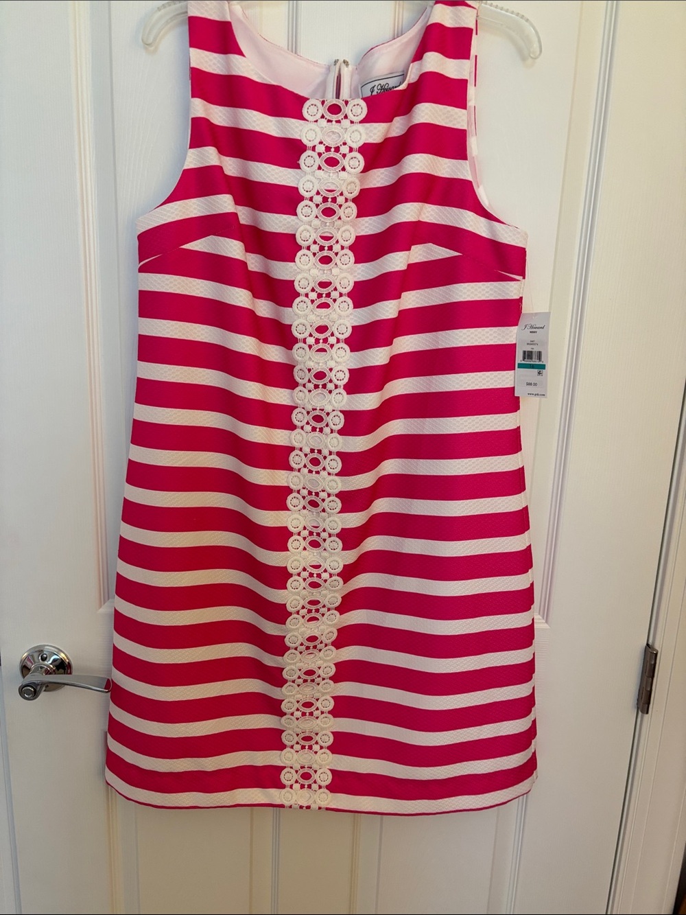 Women’s Pink and White Striped Sleeveless Dress by J. Clare